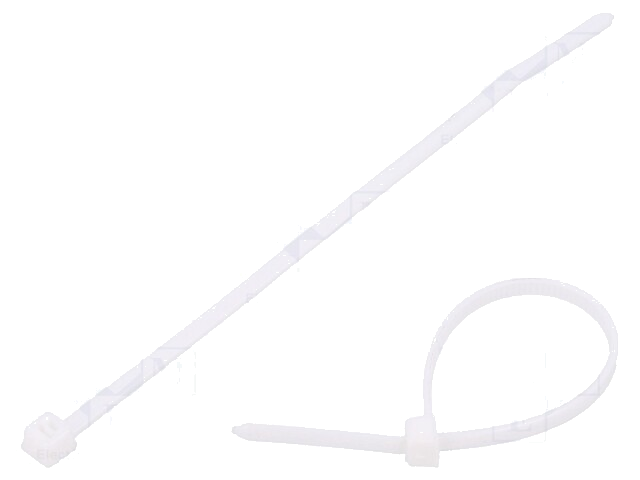 Kabelbinder; L: 100mm; W: 2,45mm; polyamide; 80N; wit; Ømax: 22mm Kabelbinder; L: 100mm; W: 2,45mm; polyamide; 80N; wit; Ømax: 22mm